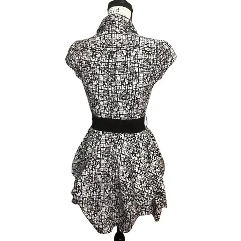 BCX Black White Abstract Print Ruffled Skirt Short Dress Women's Medium