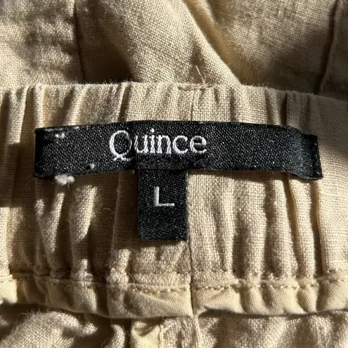 Quince 100% Linen Beige Casual Pull On Pants Size Large Tan