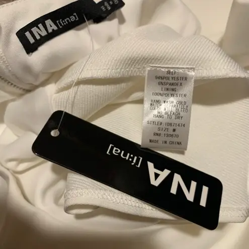 INA White Frill Hem midi dress size M