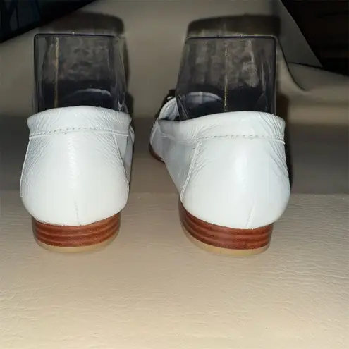 Van Eli Women's White Leather Loafers Size 8.5 Narrow S Casual Bow Detail