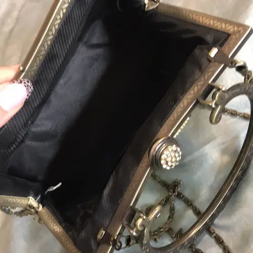 Vintage beaded embellished gold crossbody handbag with gold metal handle