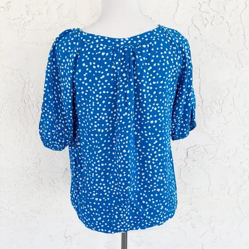 Stylish Blue and White Polka Dot Blouse Size M