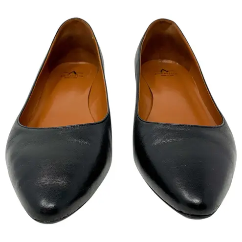 Aquatalia Pasha Black Leather Almond Toe Low Block Heels Weatherproof Pumps