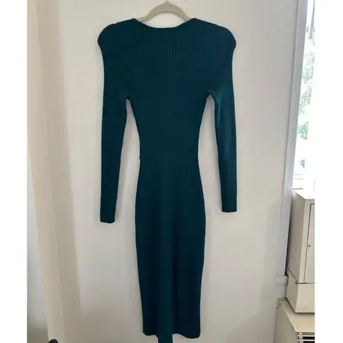 Abercrombie & Fitch  Long Sleeve Cutout Midi Ribbed Sweater Knit Dress in Green