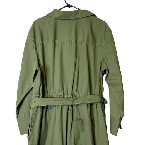 Nili Lotan Target Long Sleeve Olive Green Jumpsuit 1X Plus Coveralls Ultility Green