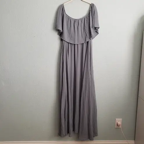 Baltic Born Dusty Blue Sonia Off Shoulder Maxi Dress