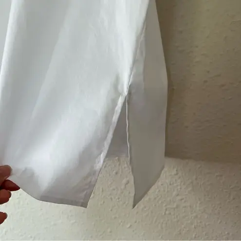 Ming Wang Ruffle Neck Short Sleeve Blouse in White Size Medium