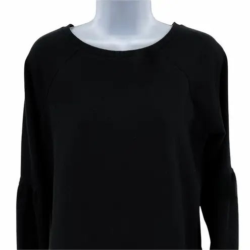 Cable & Gauge Black Long Sleeve Balloon Sleeve Knit Pullover Sweatshirt Top