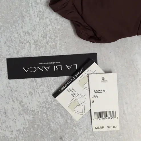 La Blanca Java (Brown) Island Goddess Underwire Twist Front Bra Top Size 8 New