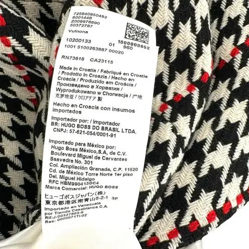 Hugo Boss Vulnova Houndstooth Check Knee Length Skirt Size 12 Black Red White