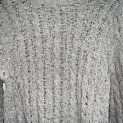 American Eagle  Crop Sweater Womens SZ S Taupe Open Cable Knit Chenille Pullover