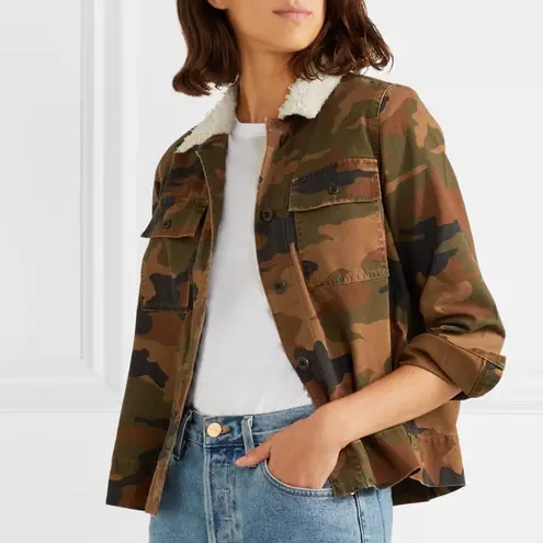 Madewell NWT   Northward Camo Army Shirt Jacket Shearling Collar Cotton