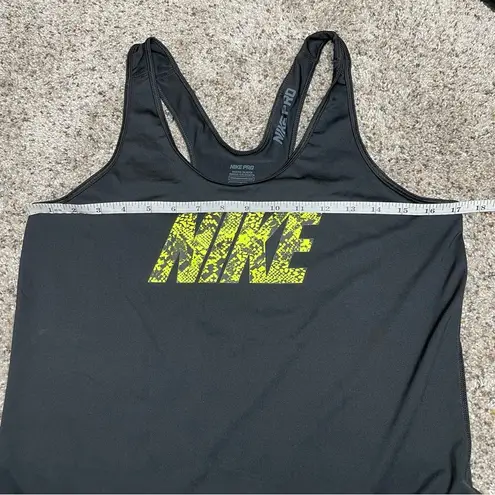 Nike  Pro Dri-Fit Racerback Activewear Tank Top Black Lime Green Snakeskin Large