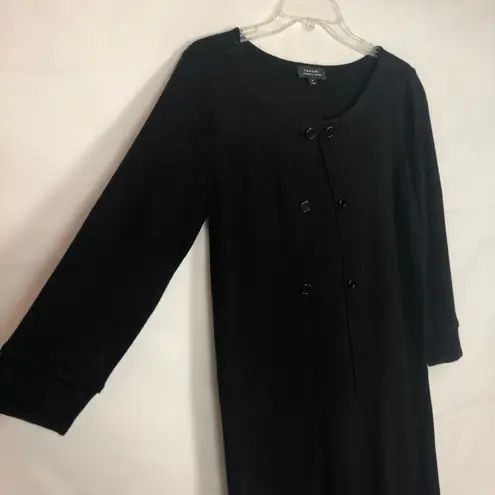 Tahari Sweater Dress Womens Medium Wool Blend Double Breasted Midi Old Money Black