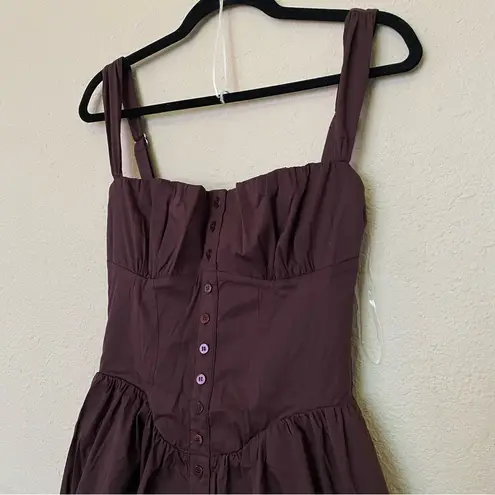 House Of CB 'Tatiana' Rich Brown Midi Sundress strappy corset back NWOT size S