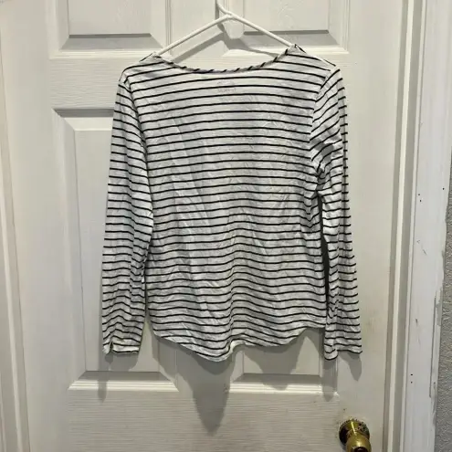 Le Tigre Boat Neck Top White Blue Striped T Shirt Cotton Women’s Large Nautical