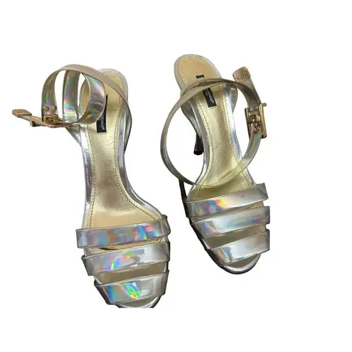 Dolce & Gabbana Iridescent Silver Ankle Strap Sandal Heels size 40