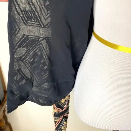 Jerome Black Beaded Open Front Y2K Jacket