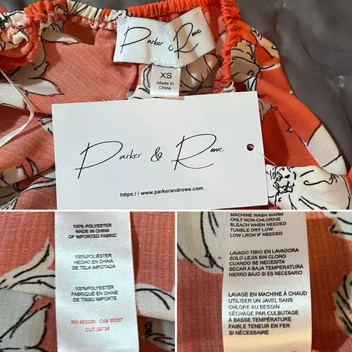 Modcloth  Parker & Rowe Floral Bloom Wildly Tiered Midi Dress Coral Orange XS