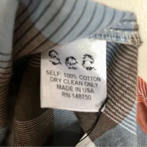 Sea New York Madras Plaid Ruffle Tank Top Cold Shoulder Sleeveless Multicolor 6