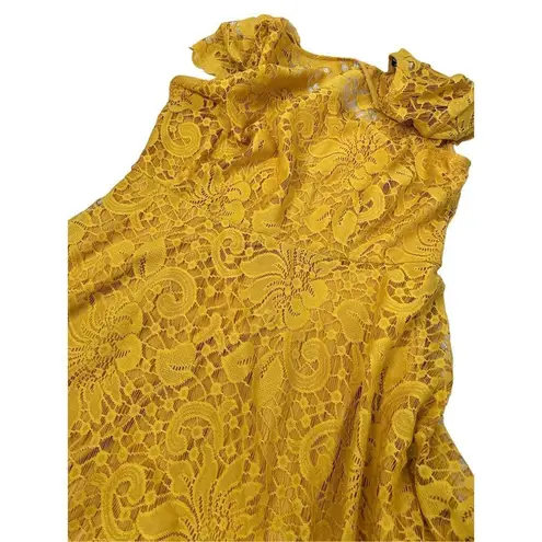 Kensie  Women's Floral-Lace Fit & Flare Dress size 10 mustard yellow NWT