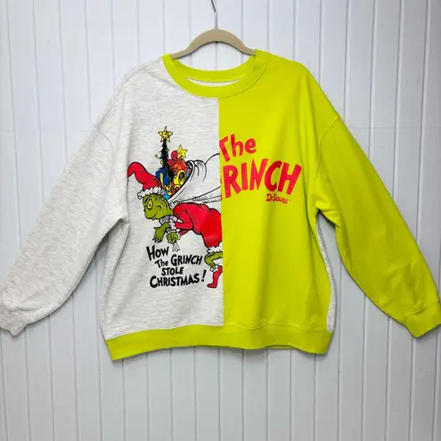 Dr. Seuss Grinch Christmas Sweatshirt Green and Gray Size XXL