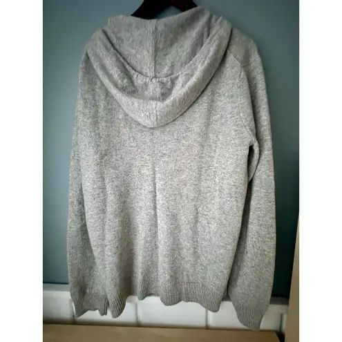 Qi Cashmere Sweater Women’s Size XL Gray 100% Cashmere Full Zip Up Hoodie