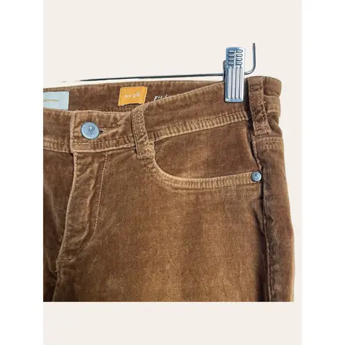 Pilcro and the Letterpress Anthropologie Brown Fit Serig Velvet Skinny Pants 26