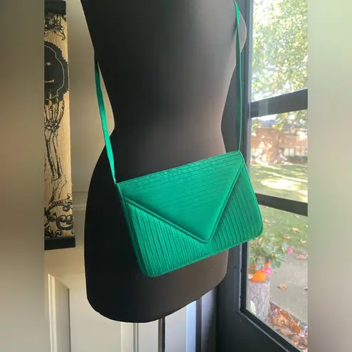 Jim Thompson Vintage green pleated silk square evening cocktail shoulder purse
