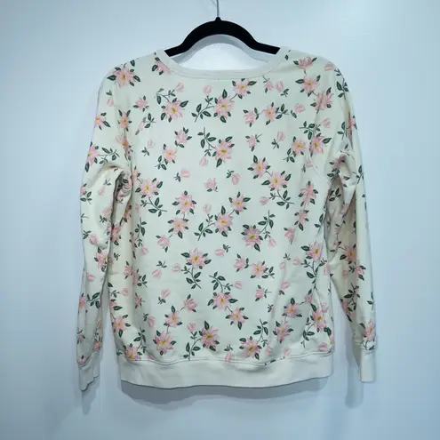 Draper James White Floral Natalie Crewneck Sweater Size Medium