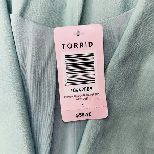 Torrid NWT  Cutaway Blazer Seafoam Aqua Stretch Open Front Women 1 Work Business
