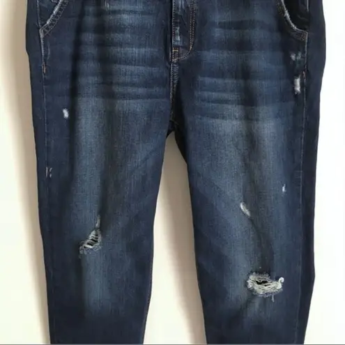 ZARA  Denim Overalls S Distressed Dark Wash Halter Indie Artist Alternative Blue