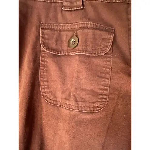 Style & Co Women’s Brown Cropped Pants Size 14 Stretch Button Hem Pocket Detail