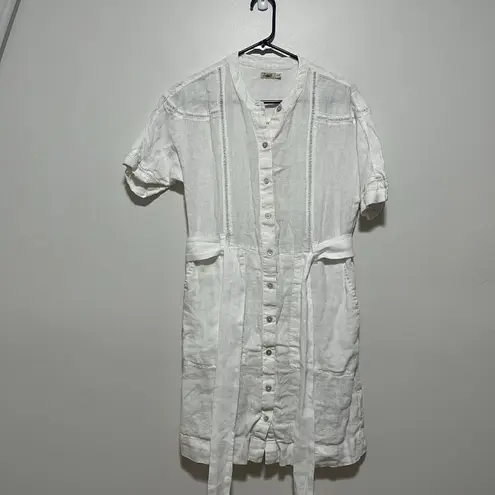 Faherty Prado Linen Dress In White Size XS