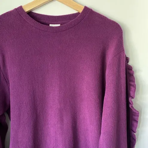 A New Day New Day Womans Purple Ruffle Long Sleeve Sweater Size XS