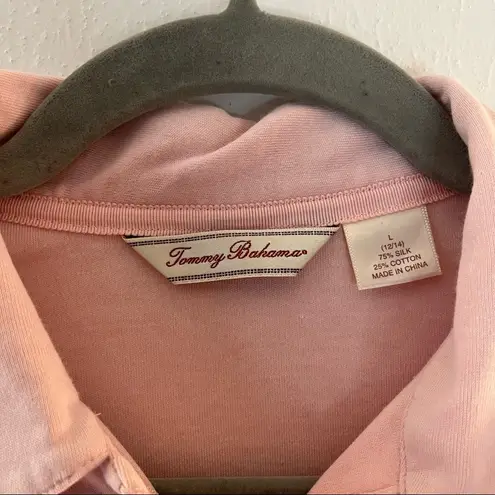 Tommy Bahama  Sleeveless Polo Pink Silk Blend Top Sz L GUC *See Description*