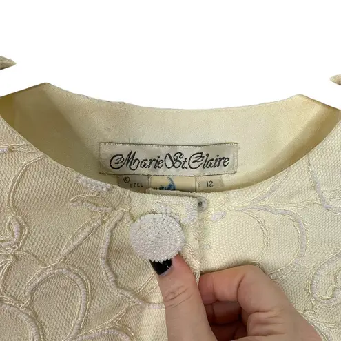 Vintage Marie St. Claire Beaded Jacket Blazer Cream Size 12