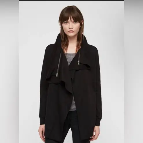 ALLSAINTS size M Dahlia Drape Black Open Front Cardigan