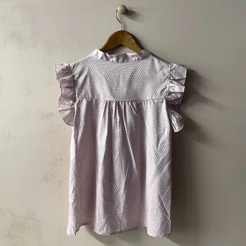 Light Pink & White Polka Dot LightWeight Blouse Size S EUC