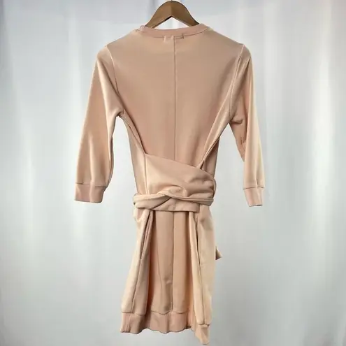 Front Row Shop Cotton Long Sleeve Sweatshirt Dress in Pale Pink Size Small