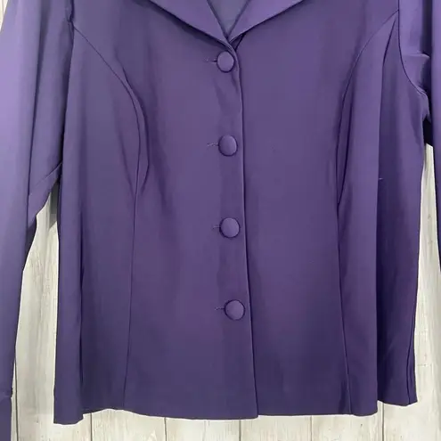 Dress Barn Vintage Y2K  Plus Size Purple Collared Button Down Bell Sleeve Blouse