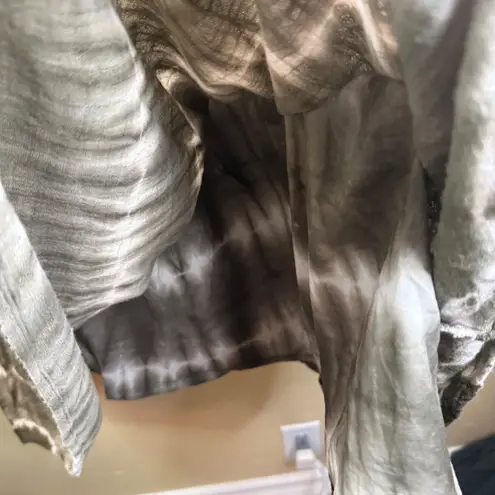 XCVI Women's Skirt Small Leopard Print Waist Tie Dye Olive Green Grunge Festival