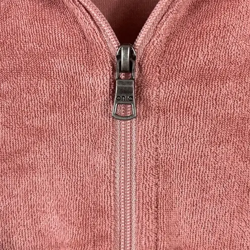 ONIA dusty pink terry cloth 1/4 zip pullover size large