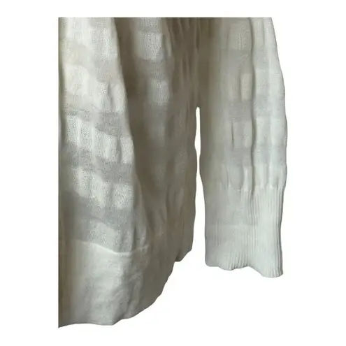 Pas de Calais Sweater Women Medium Ivory Stripe Shawl Collar Knit Cardigan White