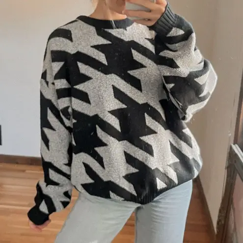 Vintage Adam Sloane Houndstooth Sweater Size XL Black