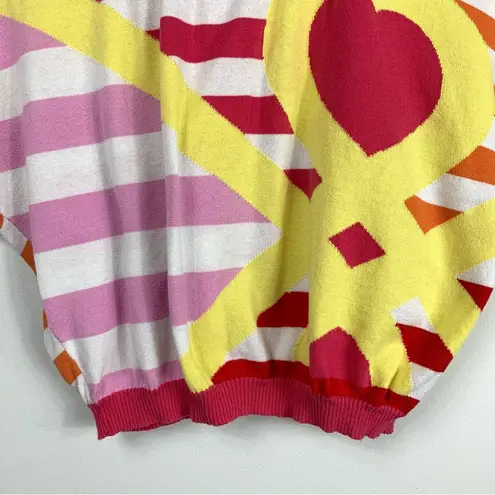 United Colors Of Benetton Stile Benetton Cropped Colorful Abstract Sweater Top