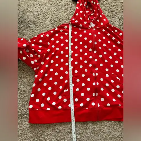 Disney  Red and White Polka Dot Minnie Mouse Zip Hoodie w/Ears & Bow Size 1X