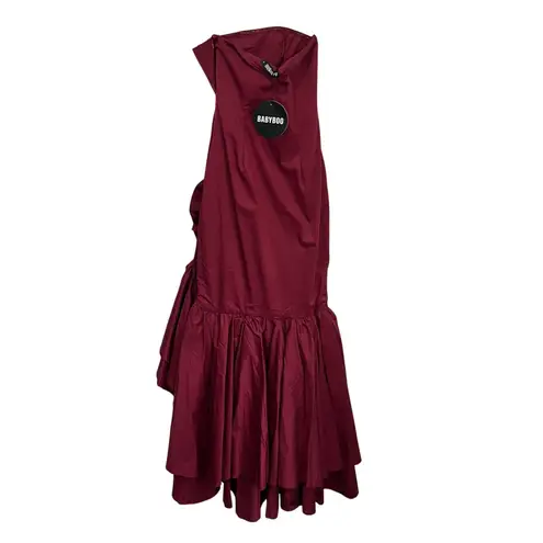 Babyboo Angelina Strapless Ruffle Maxi Dress NWT Burgundy Formal Gown Sz Small