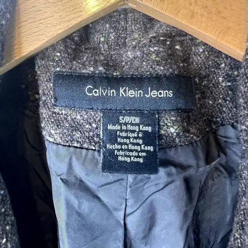 Calvin Klein Jeans ‎ Fitted Brown Tweed Wool Blend Jacket Size Small