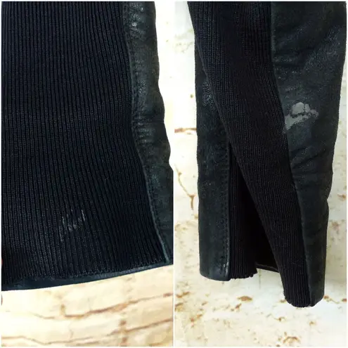 Rick Owen Distress Lamb Leather Jacket Women 6US Black Open Front Goth Y2K FLAWS Size 6